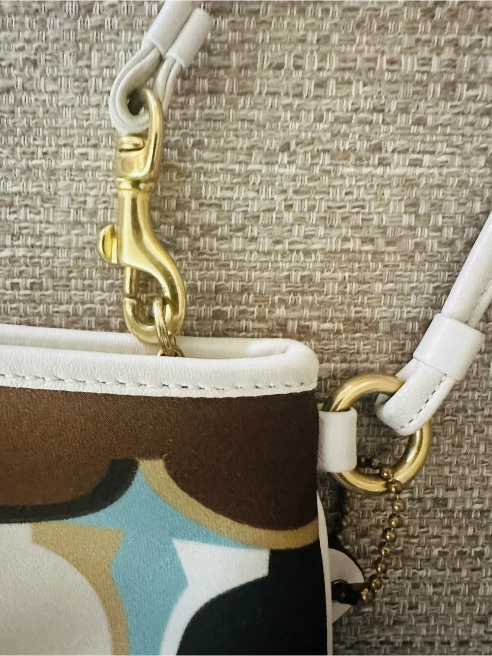 Coach Ergo Poppy Wristlet in Blue, Brown and Cream with Signature Circle Print - Picture 11 of 15